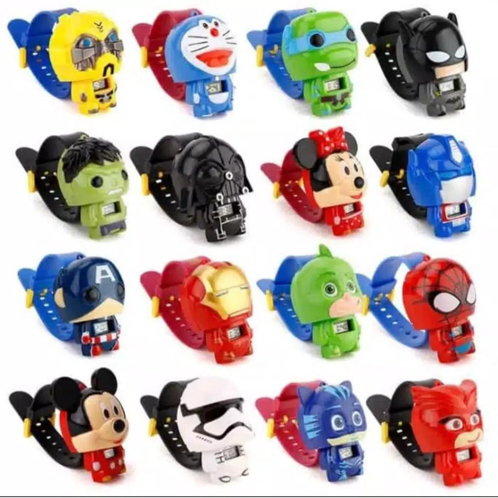 Jam Tangan Anak Digital Cowo Cewe banyak Karakter Super Hero Avenger Lucu Arloji