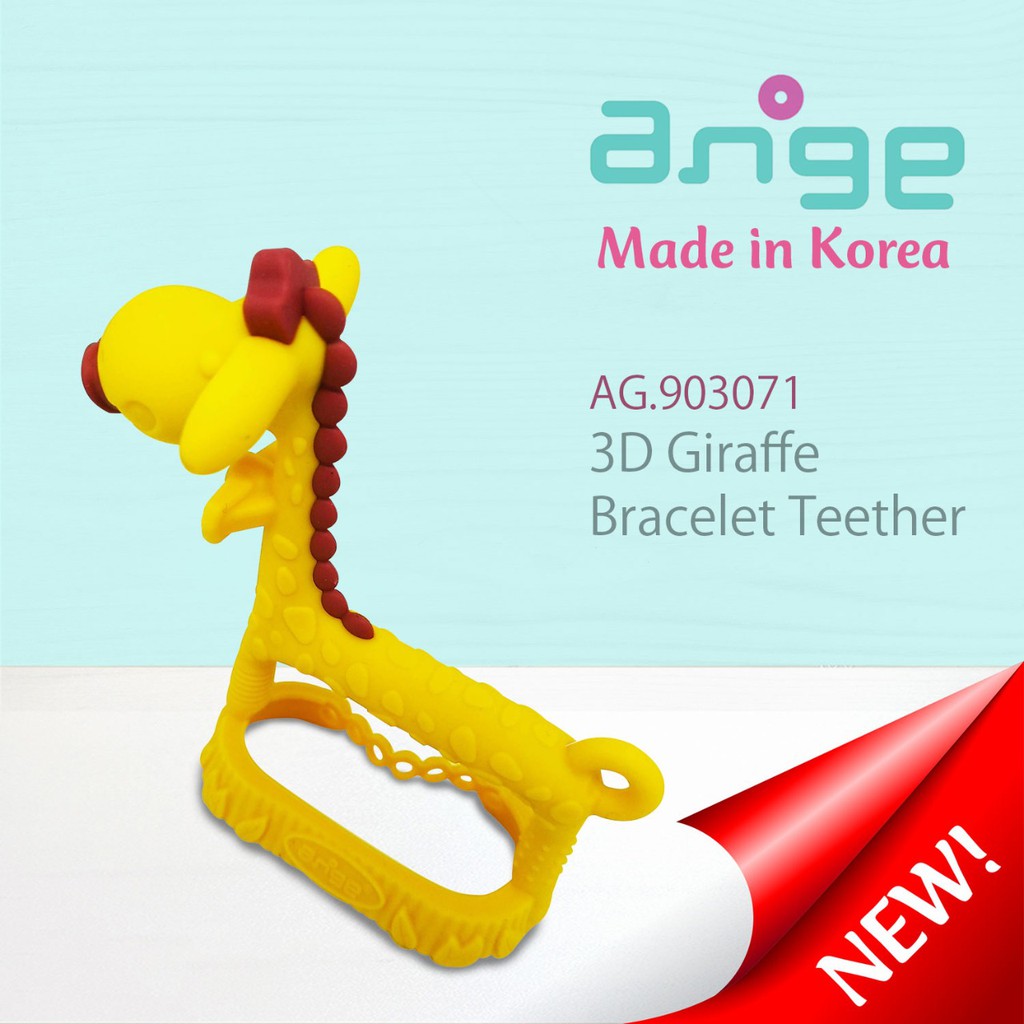 Ange 3D &amp; Bracelet Teether Elephant &amp; Giraffe 3m+ /gigitan bayi lembut