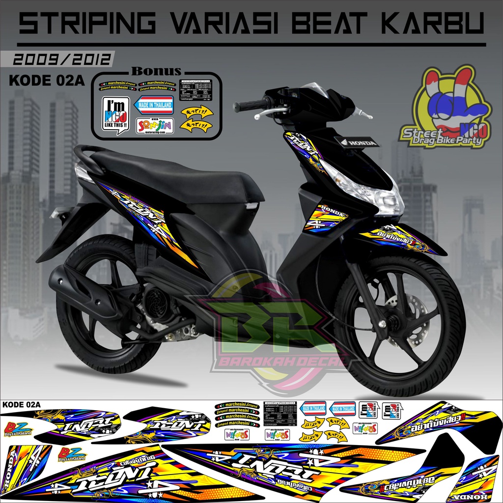 Striping Beat Karbu Stiker Lis Motor Beat Karbu kode 02