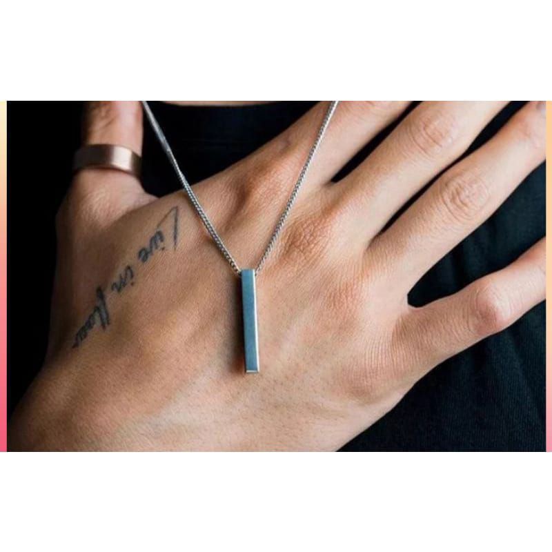 KALUNG RANTAI TITANIUM BANDUL BTK KOTAK / KALUNG TITANIUM PRIA WANITA