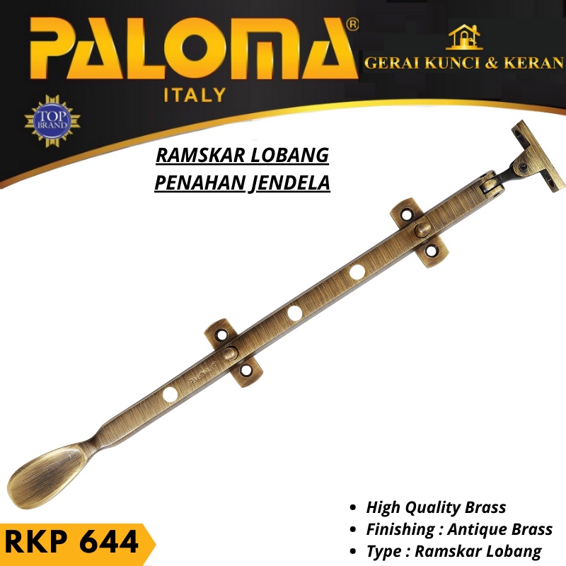 RAMKSAR PALOMA RKP  644  LAMSKAR LOBANG PENAHAN BUKAAN JENDELA BRASS ANTIK AB