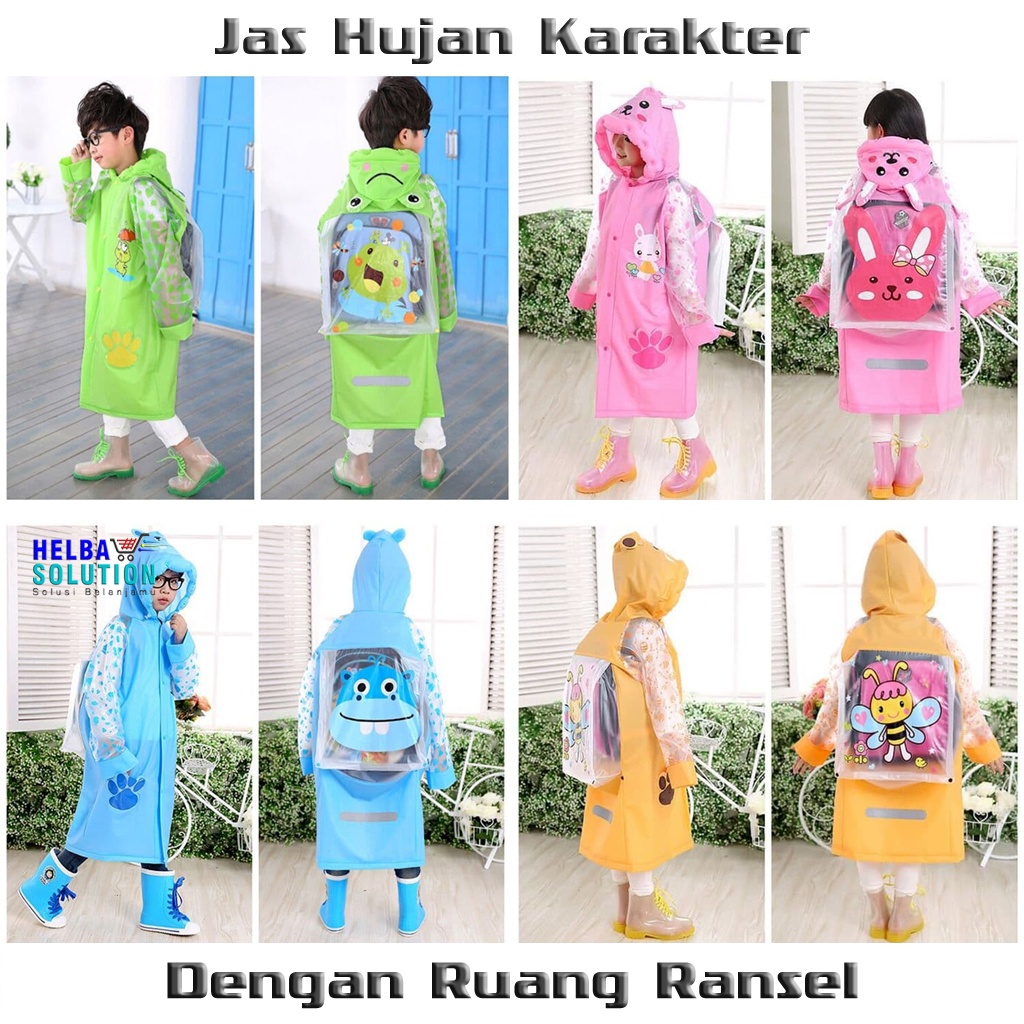 JAS HUJAN KARAKTER Anak Laki Laki Perempuan MANTEL Hujan Ponco Dengan Ruang Ransel Jas Hujan Anak Anak Model Terusan Motif Animal RAIN COAT