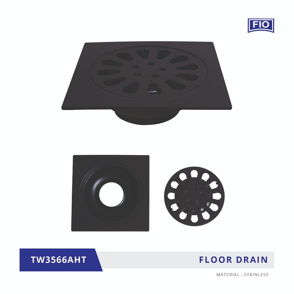 Saringan Got Stainless HITAM PLAT TW3503-Floor drain Black stenlis  pembuangan air anti kecoa tikus