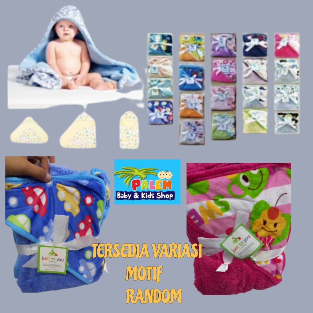 Selimut Bayi Bulu Halus Double Fleece Topi 8325