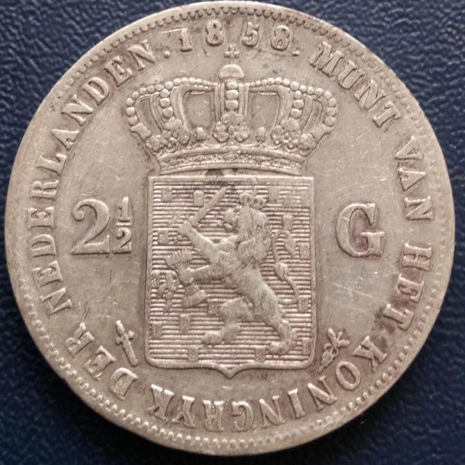 TERMURAH Koin Perak Netherlands Belanda Willem III 2 1/2 Gulden 1858 KPL021