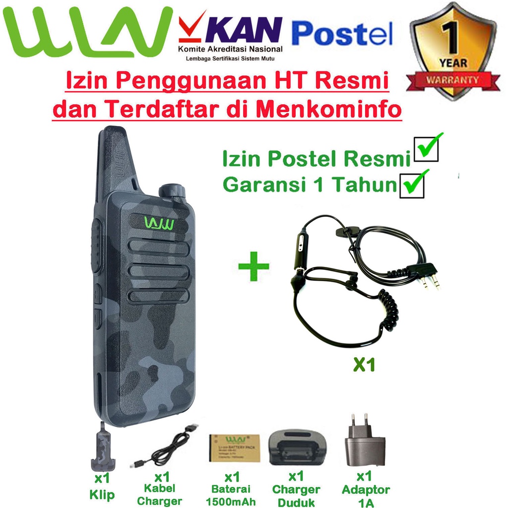 Paket FBI HT WLN KD-C1 ISI 1PCS LORENG ARMY, ABU,HIJAU,COKLAT,PUTIH