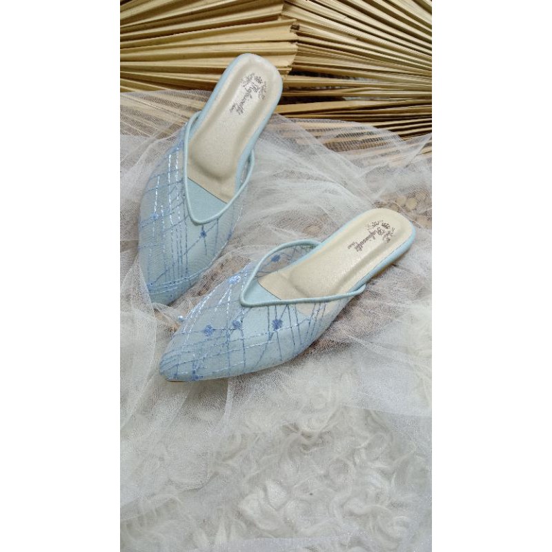 flatshoes babyblue cantik dan mewah tinggi 1cm