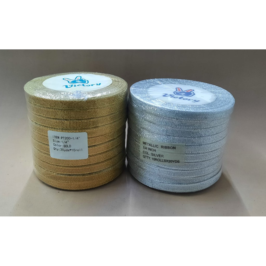 

Pita Metalik Mas Gold dan Perak Silver 3/8" (1 CM)