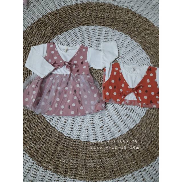 Dress Bear Polka Impor Anak Perempuan