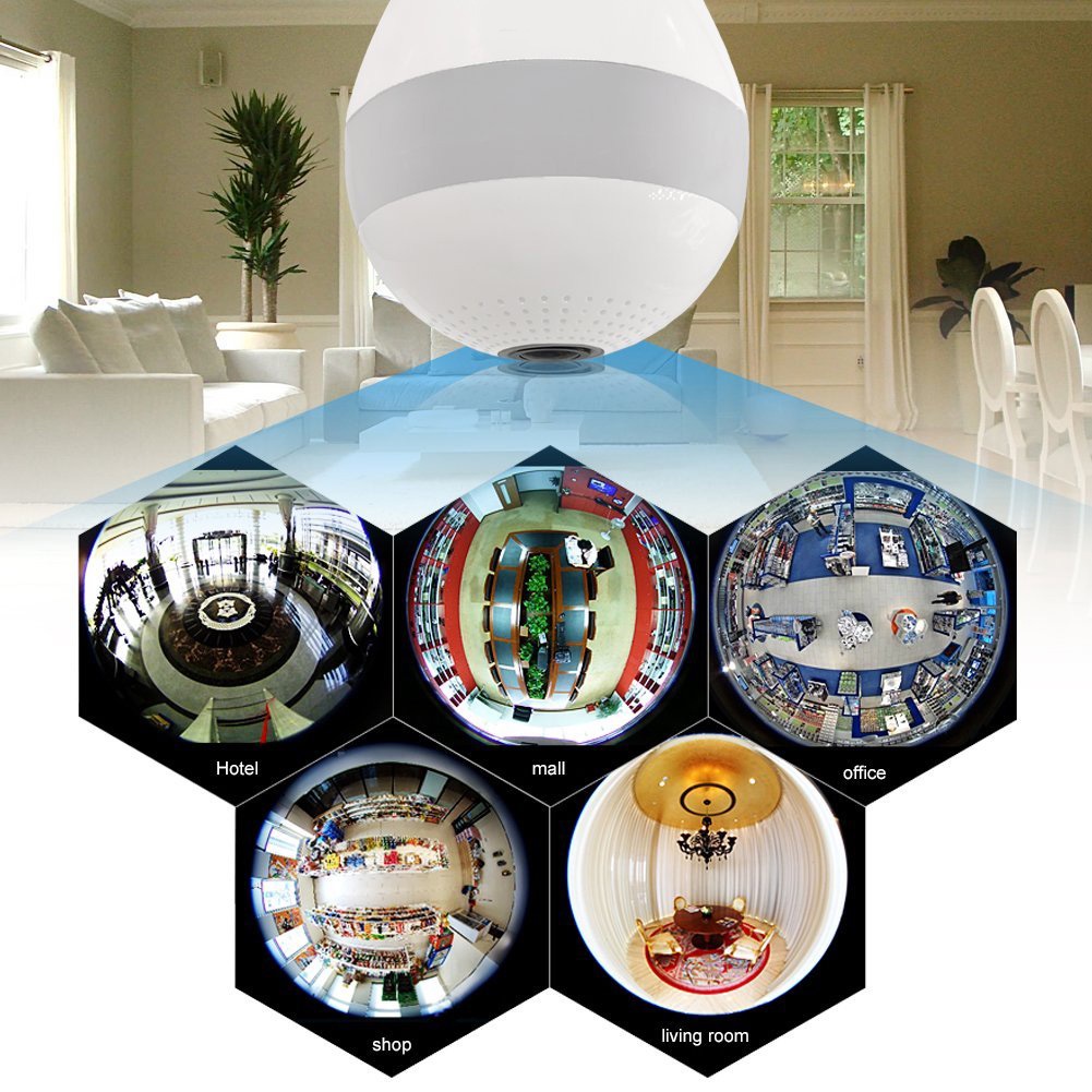 CCTV Ip Camera 8MP Lampu Bulb Panorama Fisheye 360 V380 Bohlam Lampu Wireless