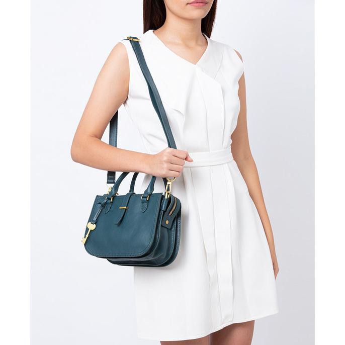 Barang Bagus Fossil Ryder Mini Satchel Indian Teal CUCI GUDANG