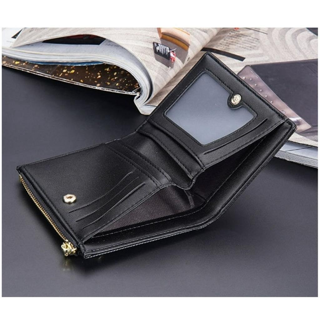 DOMPET LIPAT WANITA BAELLERRY ORIGINAL IMPORT KULIT HITAM ARASELI WA697B5 BISA PRIA MINI RESLETING KOIN SLOT KARTU KECIL KOREA SIMPLE PENDEK REMAJA KEKINIAN PREMIUM BRANDED BATAM