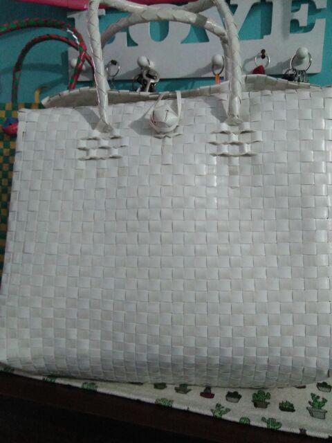 Tas Belanja  Anyaman Plastik Polos Hand Made