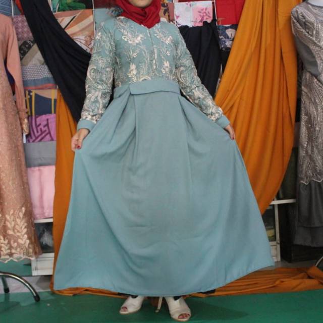 Gamis brukat premium dress pesta mewah realpic butik