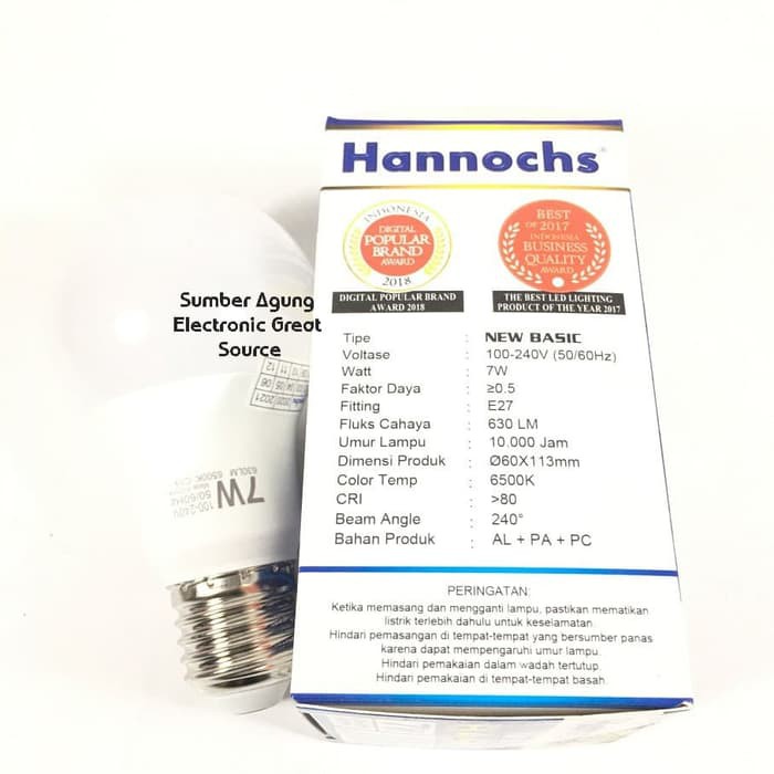 Lampu LED Basic Hannochs 7W 7 Watt 630Lumen Garansi 1 Tahun Hanoch