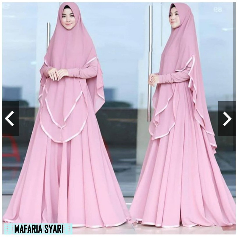 mafaria syari / gamis syari-pink