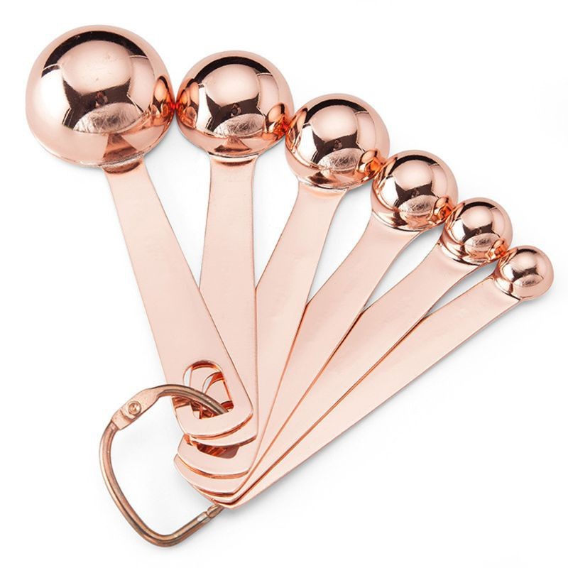 SENDOK TAKAR STAINLESS ROSEGOLD SENDOK UKUR SET 6 IN 1 MEASURING SPOON