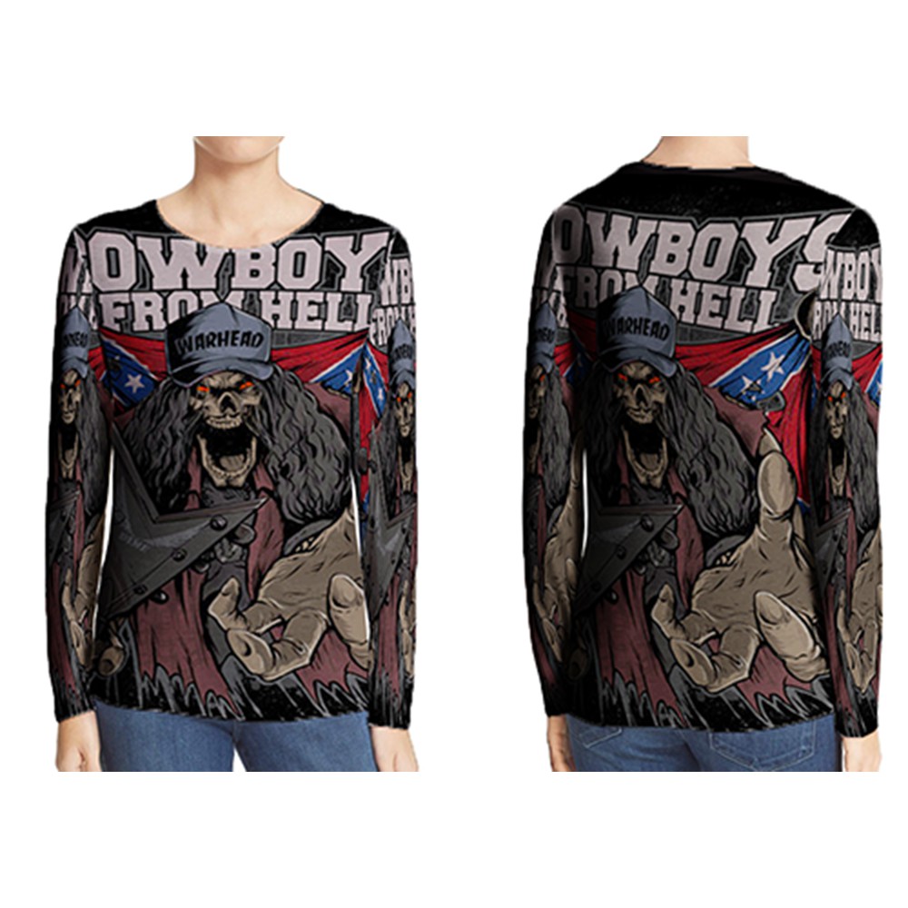 Kaos Tangan Panjang Cowboy From Hell Pantera Fullprint T-Shirt Unisex Bahan Polyester Jersey Dryfit