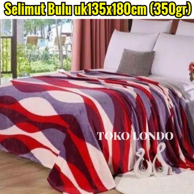 [TERMURAH] SELIMUT DEWASA Selimut Bulu Motif Garis2 Abstrak Bunga2 MMC Uk135x180 HALUS LEMBUT 350gr-Wave - Red & Purple