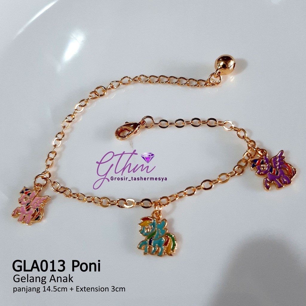 xuping gelang tangan anak unicorn kuda poni perhiasan lapis emas asli 18k gthm