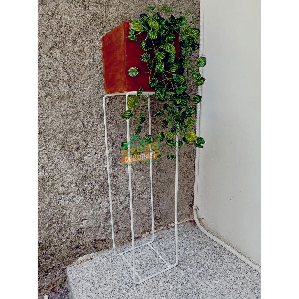 Standing Pot - Pot Kayu - Pot Minimalis - Rak Besi Minimalis - Pot Kayu Estetik - Rak Hias Besi