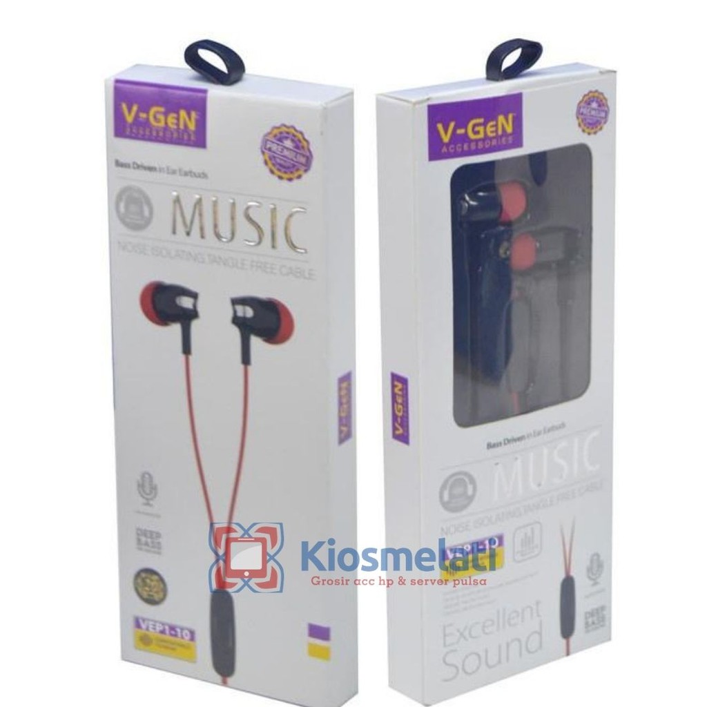 Headset Bass Original Vgen/Headset Murah/Earphone Bass/Handsfree Samsung V-GeN VEP1-10/V-GeN VEP1-09