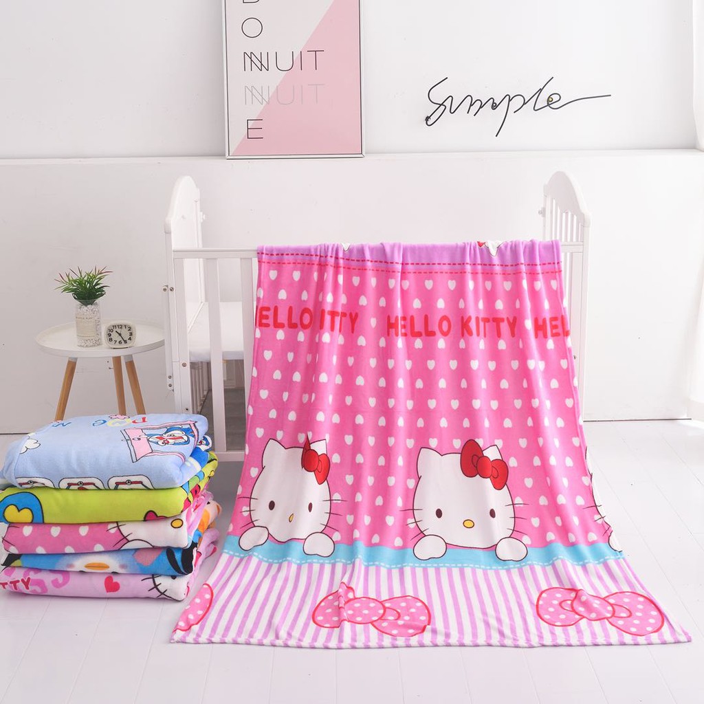 Selimut bulu karakter motif hallo kitty ukuran 140x200 New Terlaris