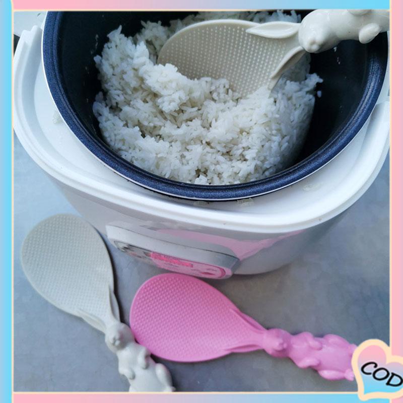 COD❤️ Sendok Nasi Kreatif Sedotan Gandum Sendok Nasi Kelinci Tiga Dimensi Anti Lengket-A.one