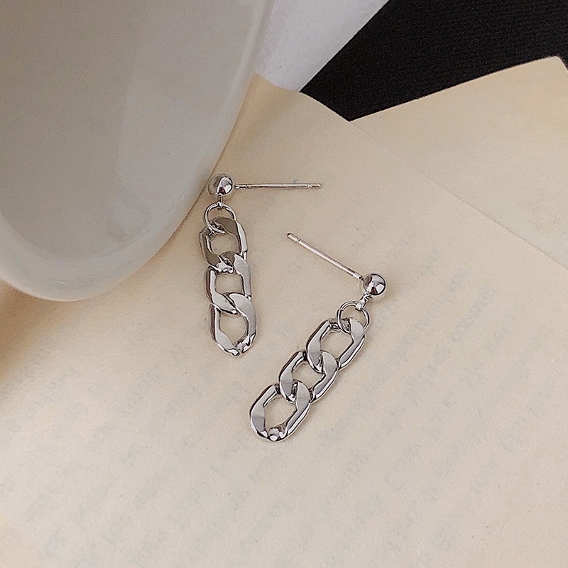 Silver chain earrings