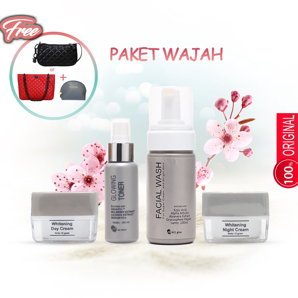 [free tas cantik] MS GLOW PAKET WAJAH WHITENING ACNE LUMINOUS ULTIMATE 100% ORIGINAL COD CARUBAN SAR