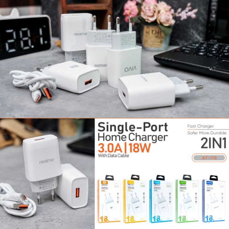 Charger Brand AT-110 3A Q.C 3.0 Fast Charging 18w Tc Brand Fast Charging