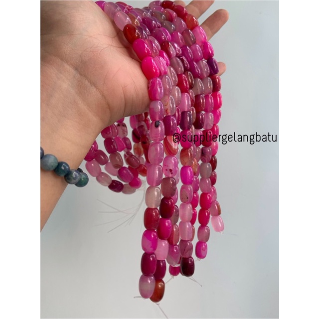 batu alam Penden tabung purple agate 10mm bahan gelang kalung agatis