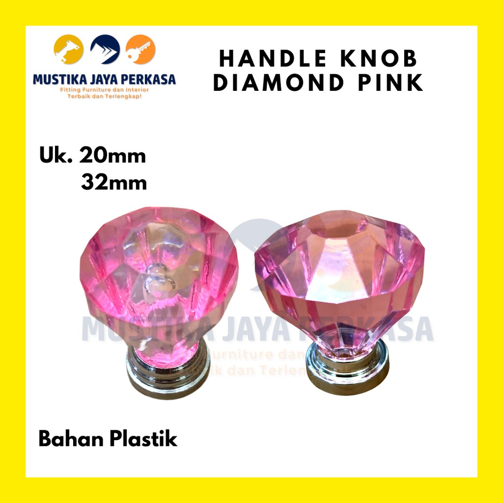 Handle Tarikan Lemari Lack Plastik Kaca Diamond Bening Kristal