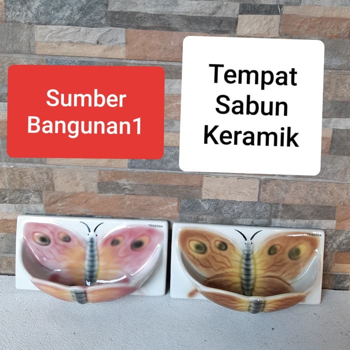 Tempat sabun keramik tempel tembok kramik Kupu-kupu