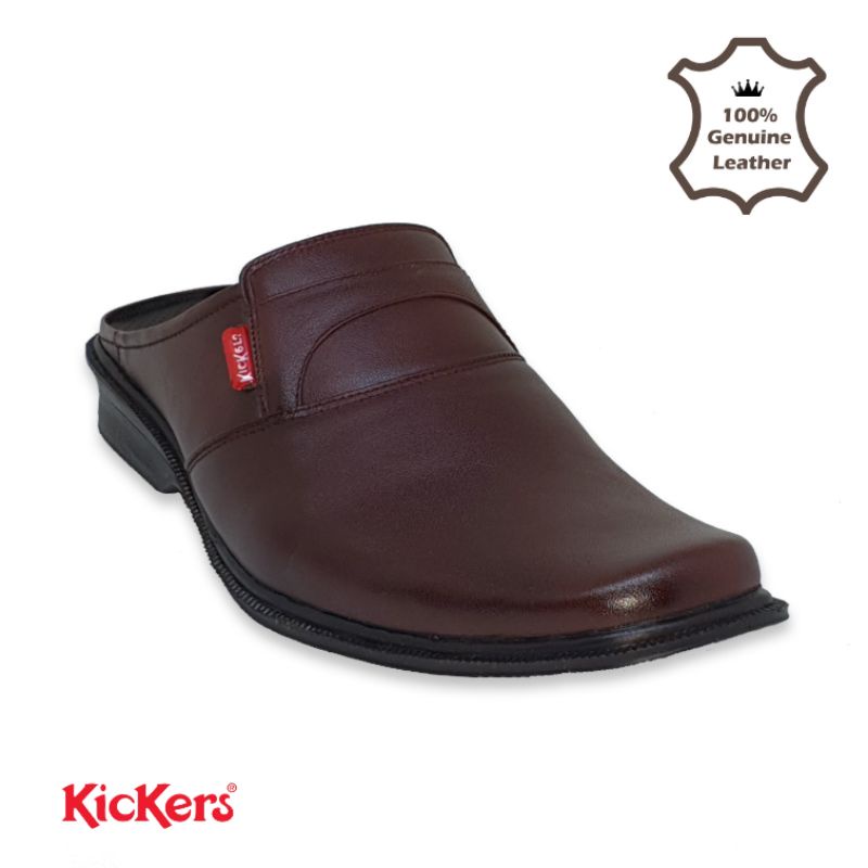 100% KULIT SAPI ASLI Sepatu Pantofel Slop Kickers Bustong Sepatu Sandal Selop Formal Santai Pria