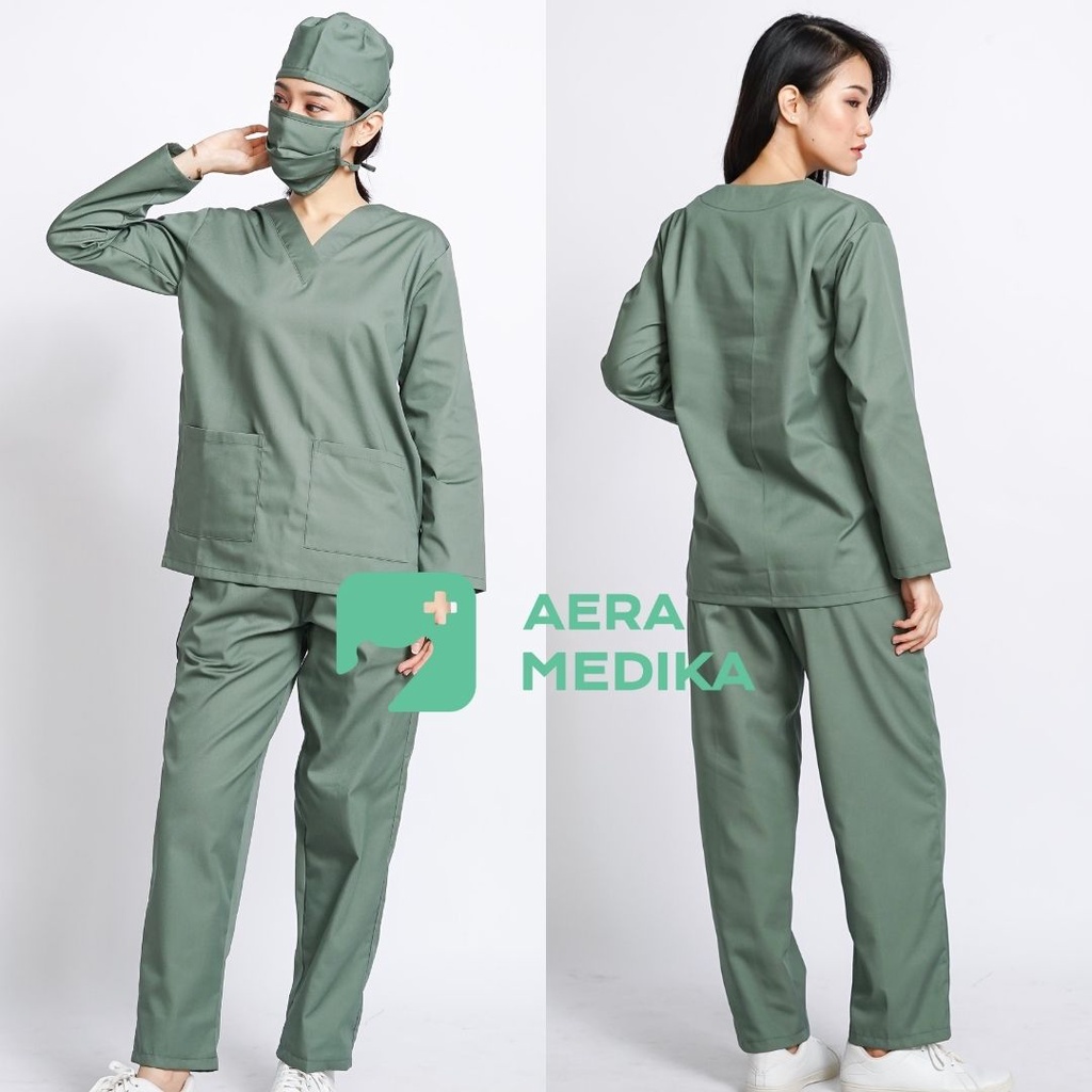 SCRUB/ BAJU JAGA / OKA Lengan Panjang AERA MEDIKA-Sea Green