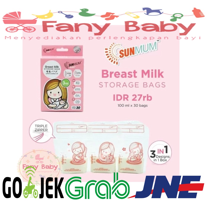 Sunmum Breast Milk Storage Bags 3oz 30bags