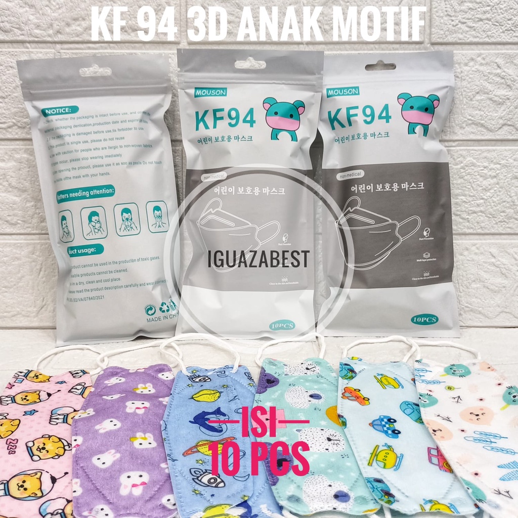 Masker Mouson KF94 Anak Motif 3D Protection 10pc