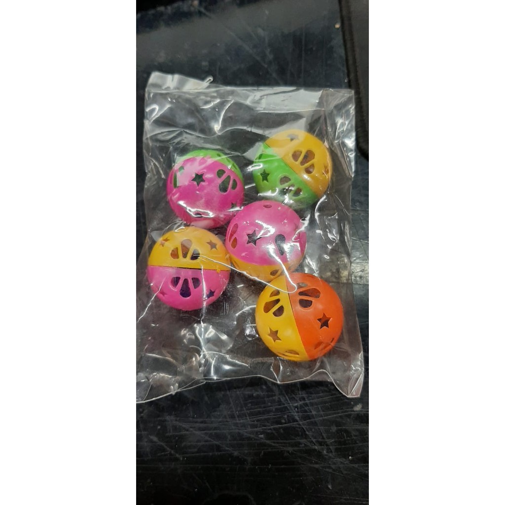 MAINAN KUCING BOLA LONCENG KERINCINGAN BUNYI ISI 5 PCS - UKURAN KECIL RANDOM