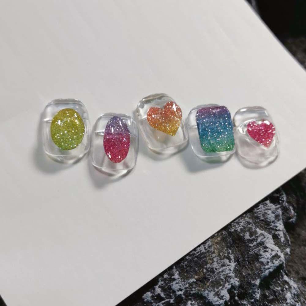 AUGUSTINA Agustina Stiker Kuku Laser Shiny Aurora Symphony Love Dengar Dekorasi Nail Art DIY