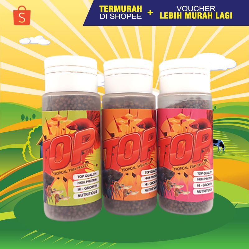 TOP - Makanan Ikan Pellet Ikan Cupang Molly Guppy Platty Udang Hias TOP TERMURAH