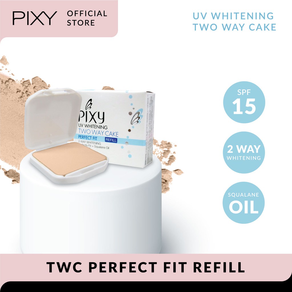 Ningrum Kecantikan Kosmetik Wajah Bedak Pixy UVW Twc Perfect Fit Bedak Padat Refill White ( 4 beauty benefit) - 8020