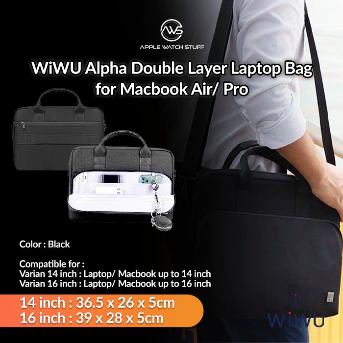 WiWU Alpha Double Layer Laptop Bag for Macbook Air/ Pro