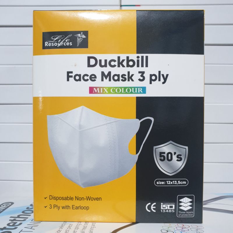 Masker Duckbill 3 Ply isi 50 Pcs Life Resources Mirip Masker Duckbill Sensi