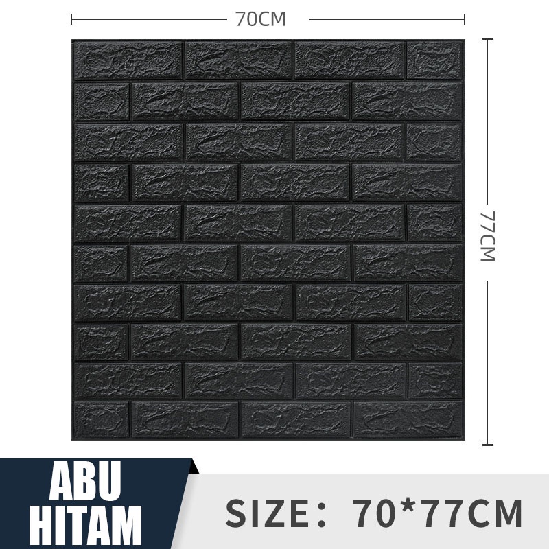 Wallpaper Dingding 3D Foam Motif Batu Bata 70 x 77 CM Dekorasi Dinding Kamar  Murah-W78 PROMO HITAM 3mm