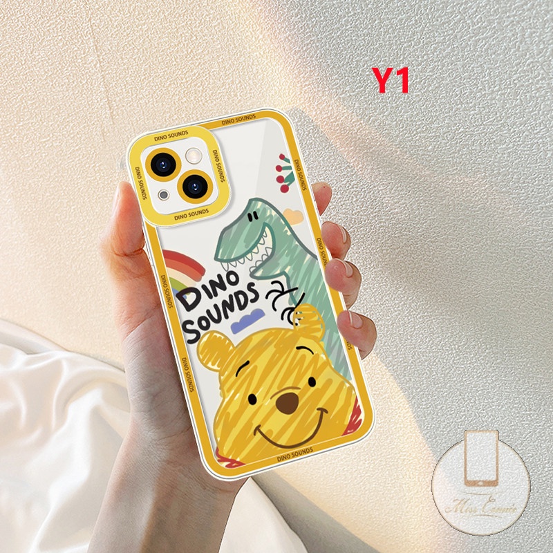 Soft Case TPU Transparan Motif Kartun Beruang Dinosaurus Untuk iPhone 7 8 Plus 11 13 12 Pro Max XR X XS Max 6 6S Plus SE 2020