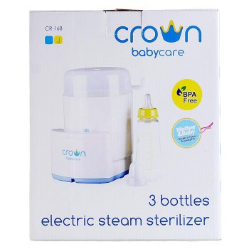 Crown 3 Bottles Electric Steam Sterilizer / Steriliser CR168 - Mesin Steril 3 Botol Susu Bayi