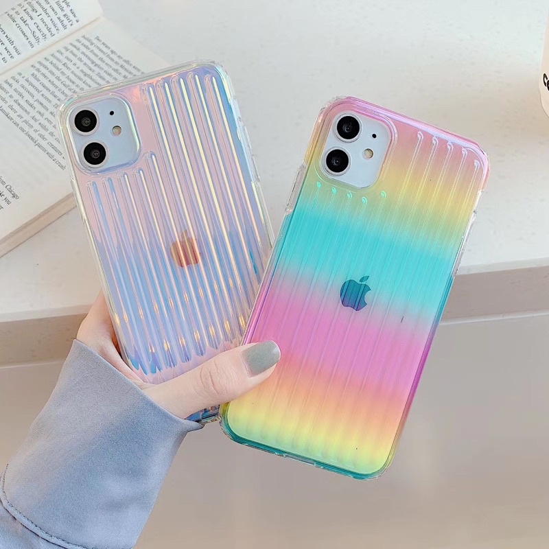 Rainbow Gradation Hologram Softcase Transparan Gradasi for ipahone XS XS Max XR 11 Pro Max 12 Pro Max 13 Pro Max