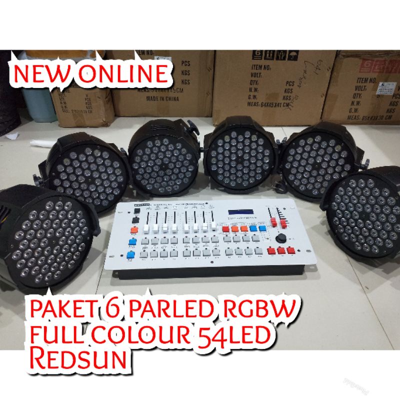 PAKET 6 PARLED RGB FULL COLOUR 54LED REDSUN+ MIXER 240