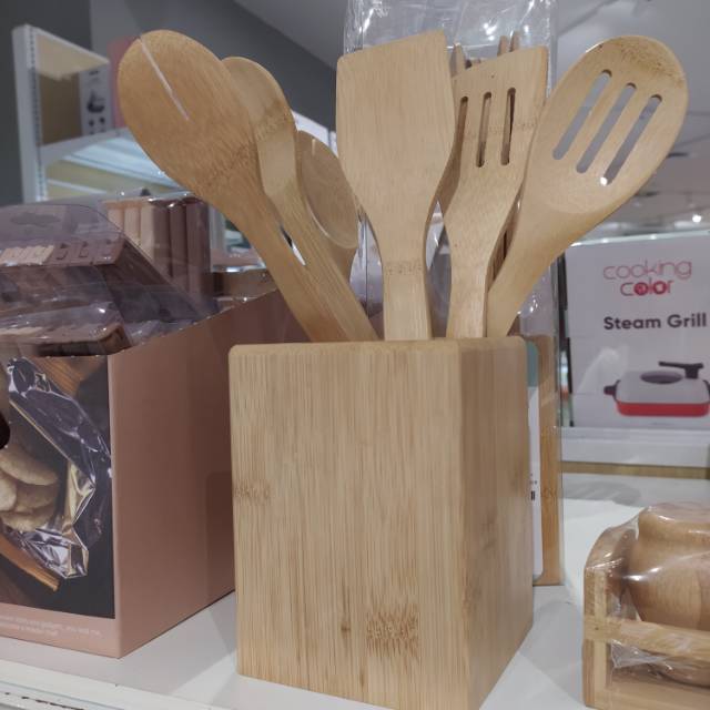 Utensil bamboo/utensil kayu/peralatan masak kayu/utensil set informa/spatula set